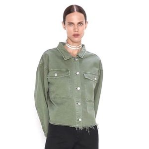 Zara Distressed Jacket with Pockets in Khaki